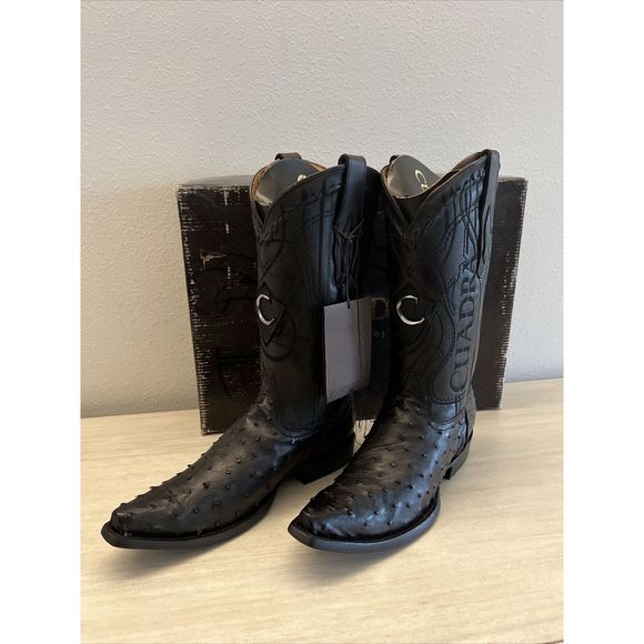 Cuadra Men Sz 9 Black Ostrich Traditional Cowboy Western Boot made by Cuadra - Picture 2 of 15